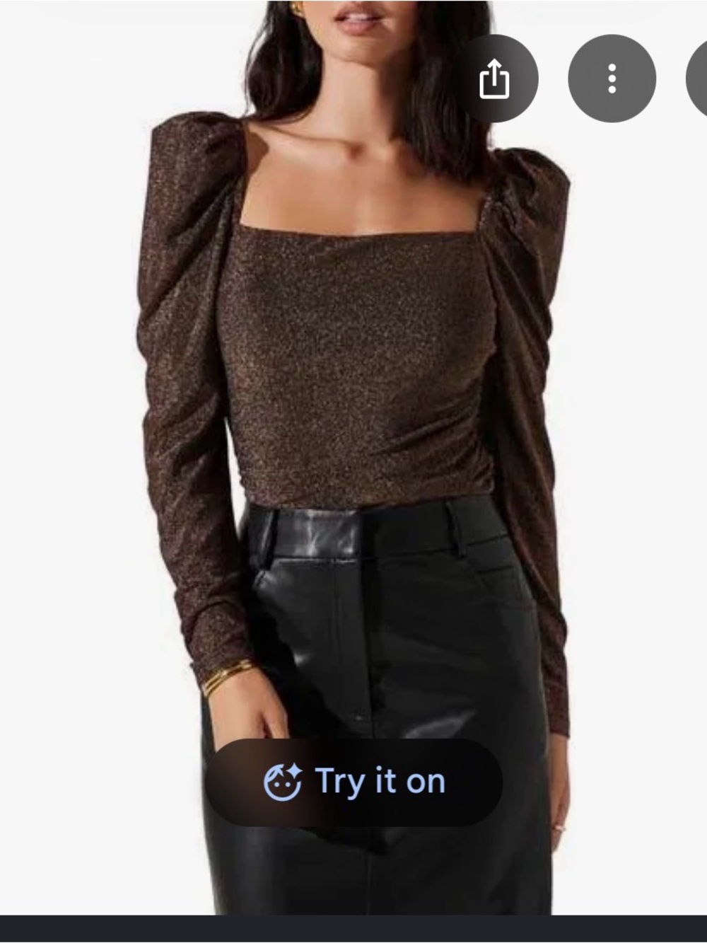 ASTR THE LABEL Puff Sleeve Rose Gold Metallic Long Sleeve Top NWT